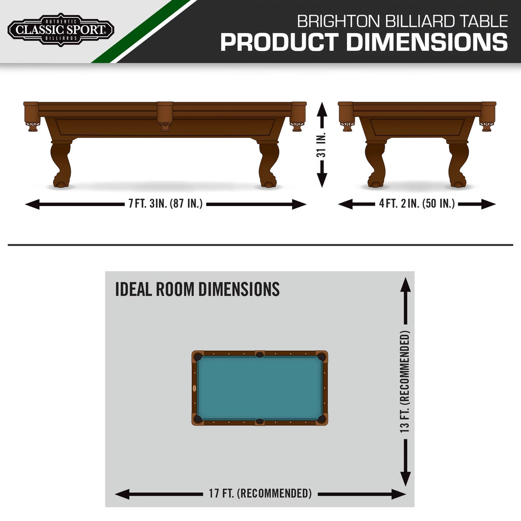 Classic Sports Brighton 87" Billiard Pool Table in Green E773477