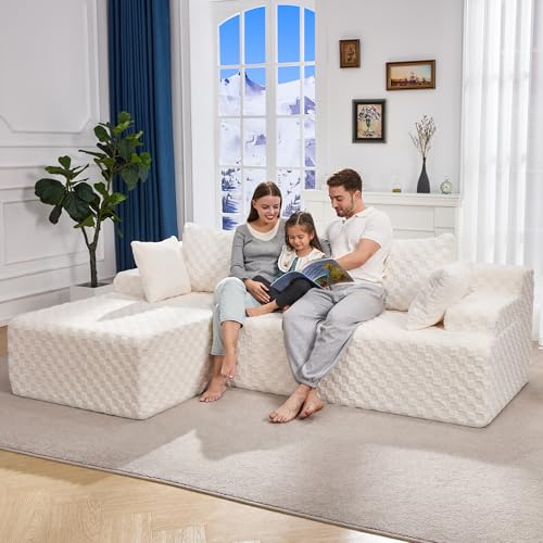 Modular Sectional Sofa L-Shape Couch with Oversized Chaise, Grey Stripe I49459