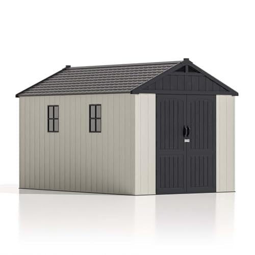 Patiowell 8 x 12 FT Plastic Outdoor Storage Shed with Floor, Window and Lockable Door F41822