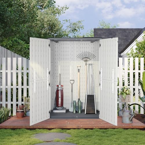 VINGLI Outdoor Storage Shed Resin Cabinet with Lockable Design, White M333440