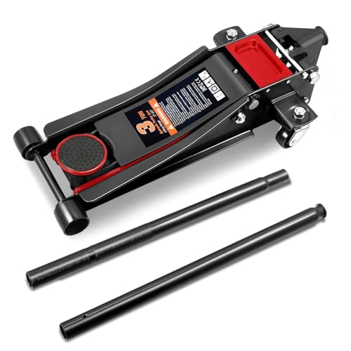 DNA MOTORING Floor Jack 3 Ton Low Profile Heavy Duty Hydraulic Car Jack, Black T11604
