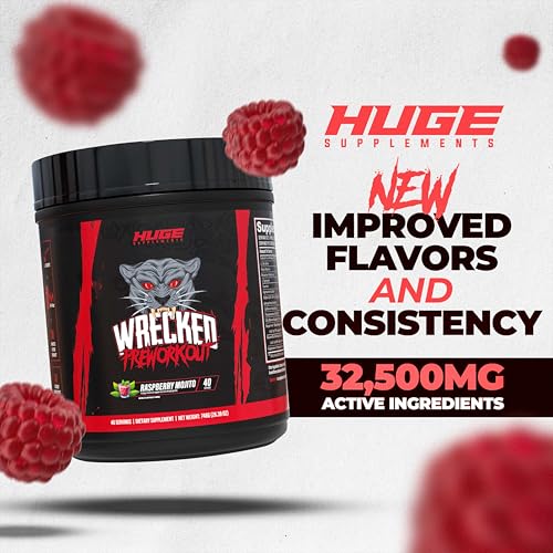 Wrecked Pre Workout Advanced Formula, 10g L-Citrulline, 6.4g Beta Alanine, 375mg Caffeine H8336