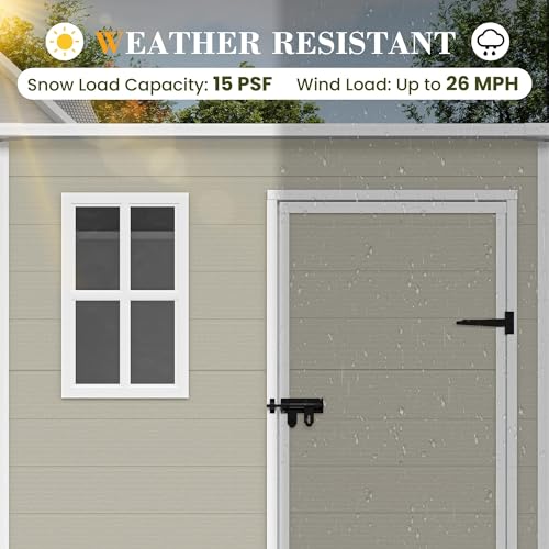 UDPATIO Outdoor Storage Shed 6x6 FT Resin Garden Shed with Lockable Door D90316
