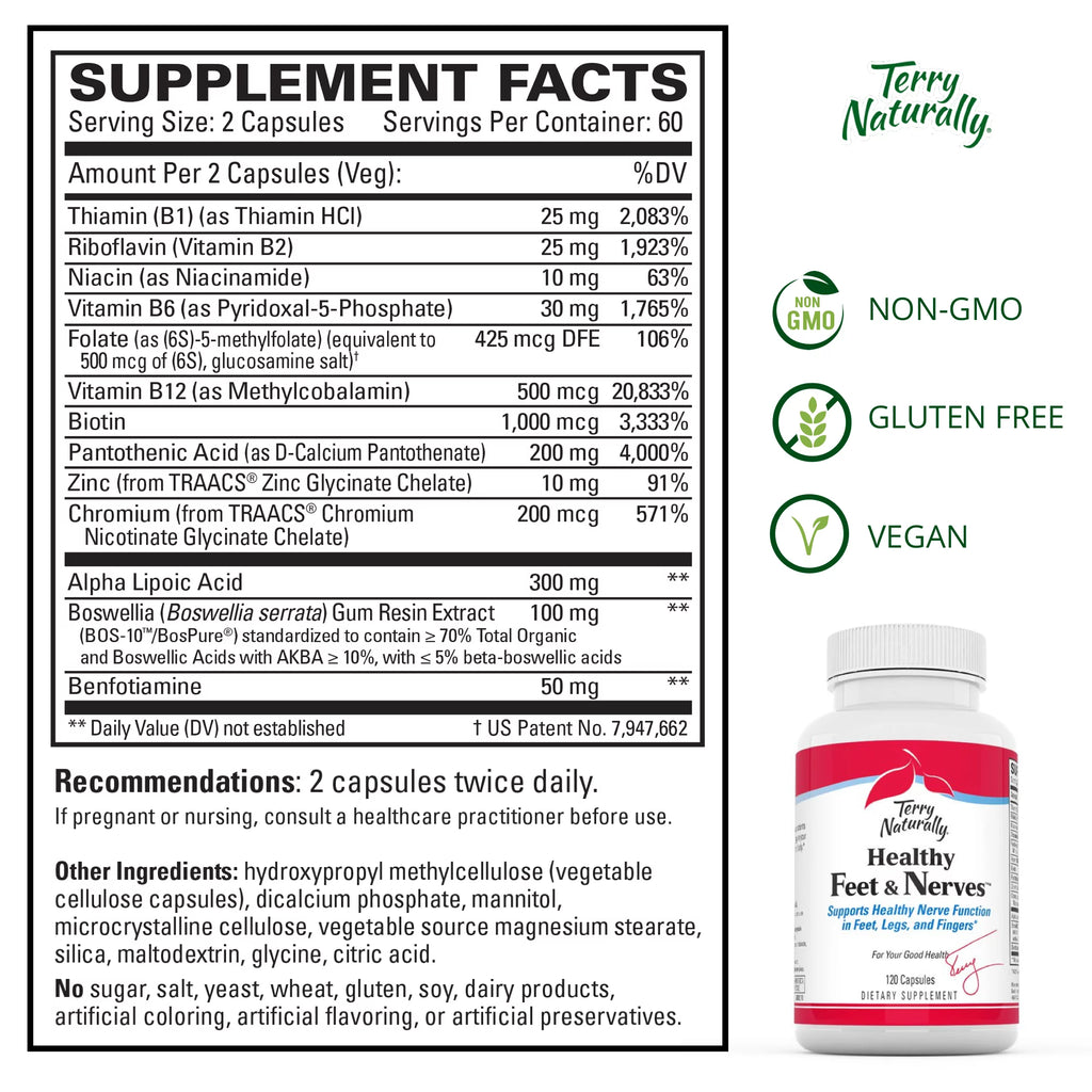 Terry Naturally Healthy Feet & Nerves, 120 Capsules by EuroPharma N166805