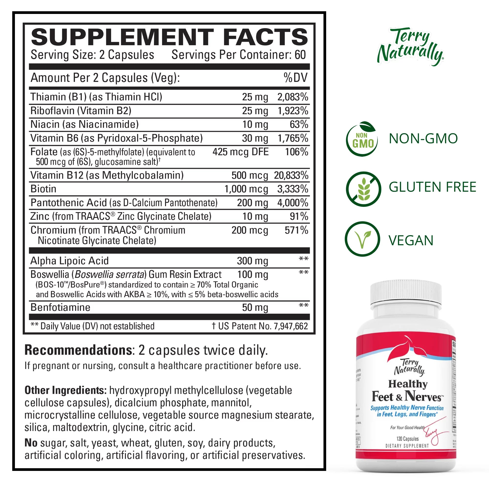 Terry Naturally Healthy Feet & Nerves, 120 Capsules by EuroPharma N166805