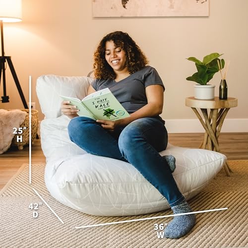 Big Joe Dorm Bean Bag Chair with Drink Holder, Black Smartmax, 3 ft Q1693