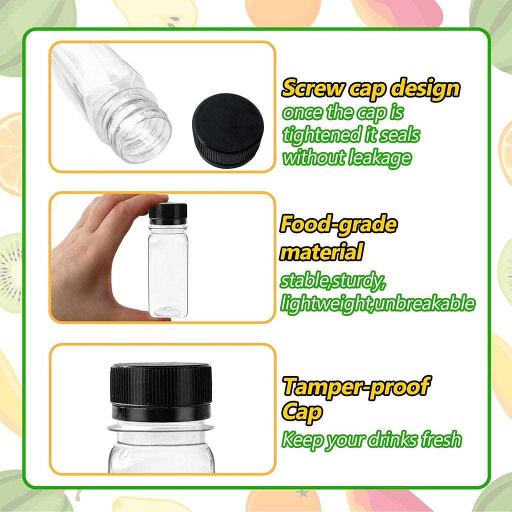 30PCS 2oz Plastic Shot Bottles with Caps and 10 Funnels B27262