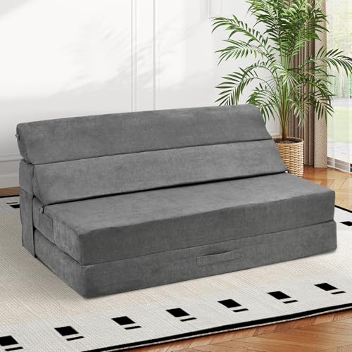 Comfy Folding Sofa Bed Grey Convertible Sleeper Chair Couch M171120