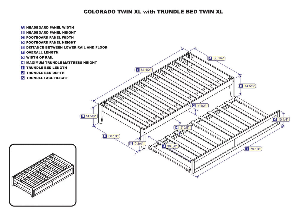 AFI Colorado 14" Twin XL Wood Platform Bed Frame with Trundle, Espresso W709