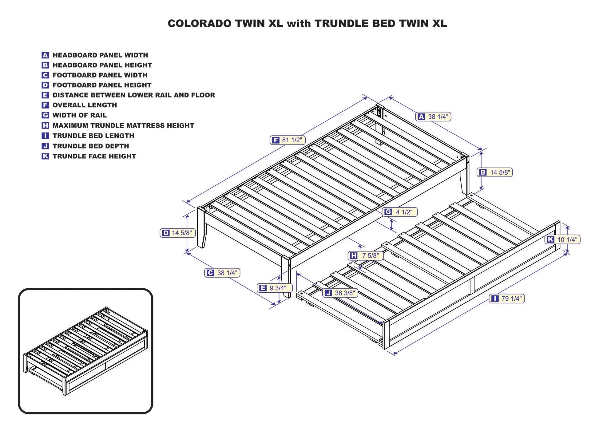 AFI Colorado 14" Twin XL Wood Platform Bed Frame with Trundle, Espresso W709