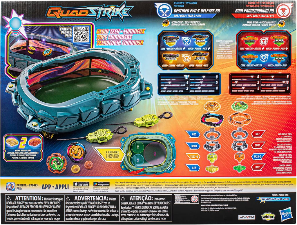 BEYBLADE Burst QuadStrike Light Ignite Battle Set Stadium with 2 Tops and 2 Launchers H83919