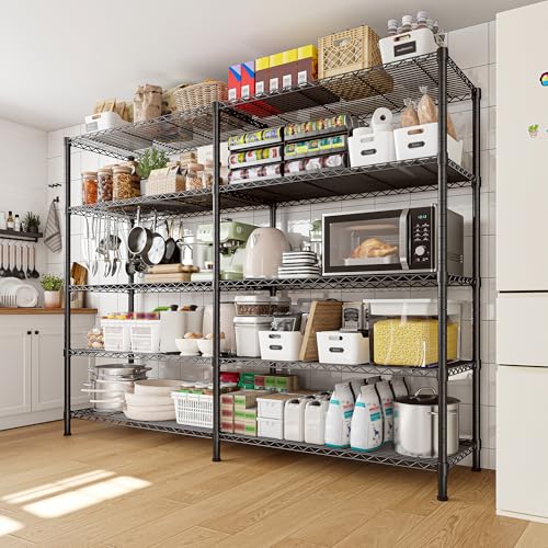 REIBII 73''W 5-Tier Metal Shelving Unit, Heavy Duty Wire Storage Rack F431