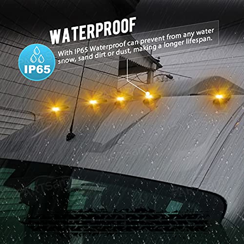 Partsam Amber Teardrop Cab Light 9LED 5pcs with Wiring for Trucks, Vans, Pickups, Semis and RVs X418033