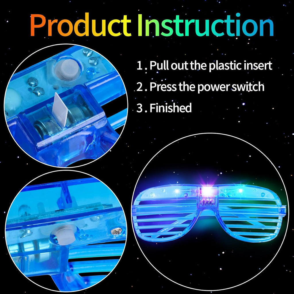 Hxezoc 15 Pack LED Glow in The Dark Glasses for Kids Adults Party Favors V48252