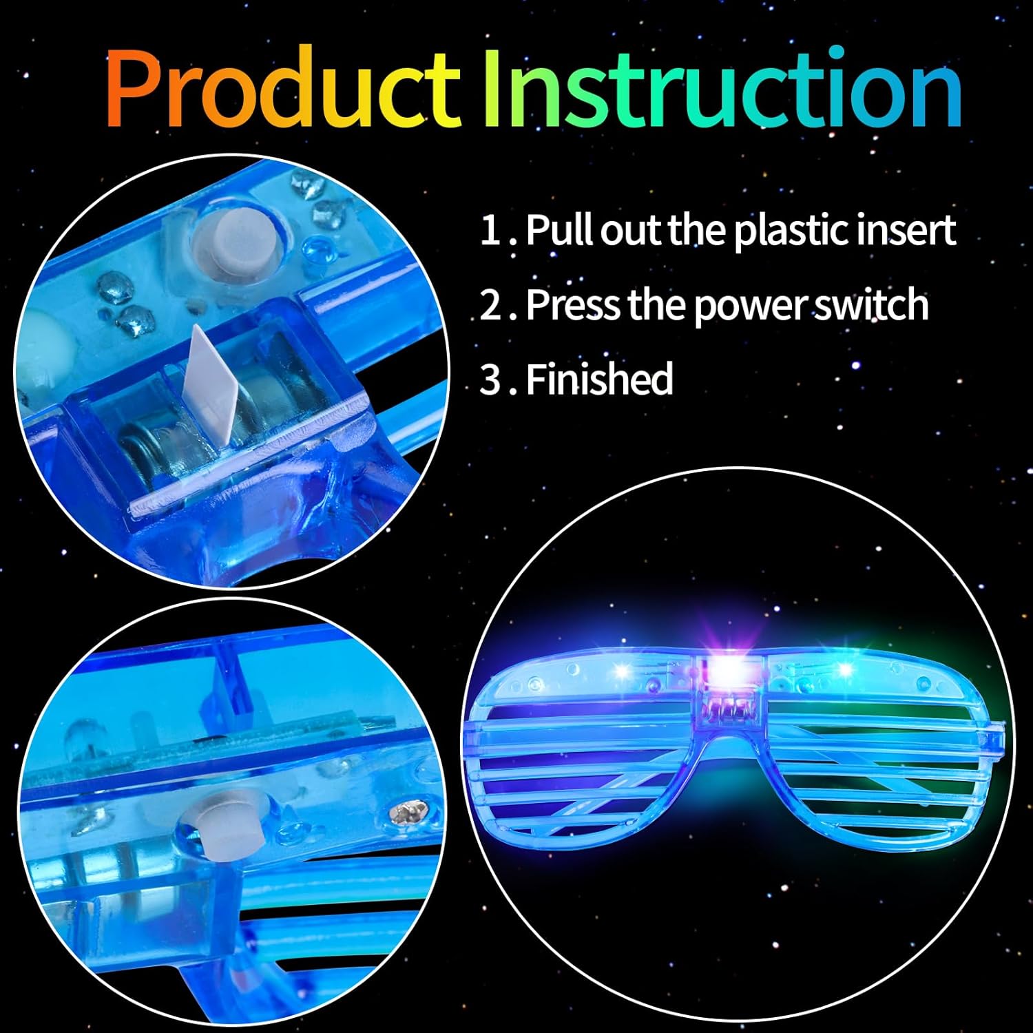 Hxezoc 15 Pack LED Glow in The Dark Glasses for Kids Adults Party Favors V48252