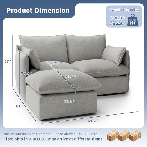 Cloud Modular Sectional Sofa, Waterproof Down Filled, High Backrest 5 Seater, Dark Gray J53470
