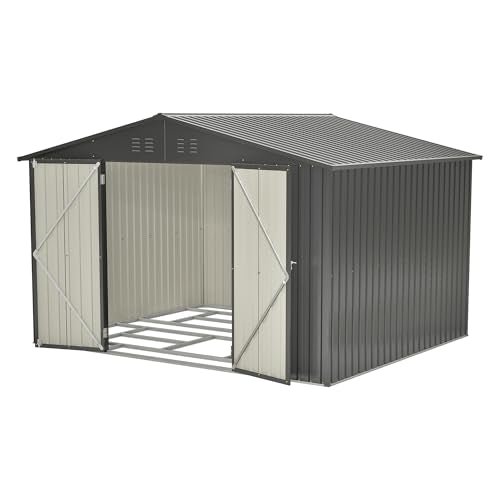 Outdoor Storage Shed 6x4 Ft, Heavy-Duty Resin Tool Shed with Lockable Doors Z7258