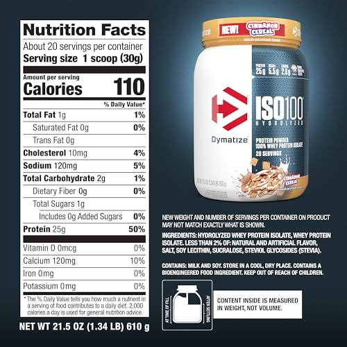 Dymatize ISO100 Whey Protein Powder, Cookies & Cream, 20 Servings E355002