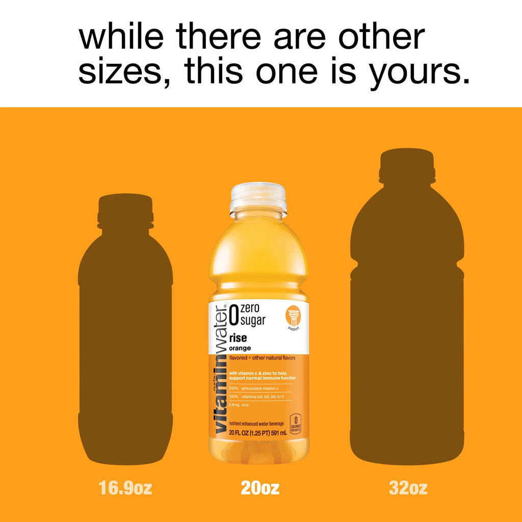 Vitaminwater Zero Sugar Rise Electrolyte Enhanced Water, Orange, 20 fl oz, 12 Pack M978043