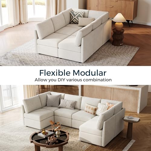 LINSY HOME Modular U Shaped Sectional Sofa with Storage, Blue M8981