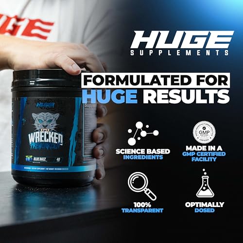 Wrecked Pre Workout Advanced Formula, 10g L-Citrulline, 6.4g Beta Alanine, 375mg Caffeine H8336