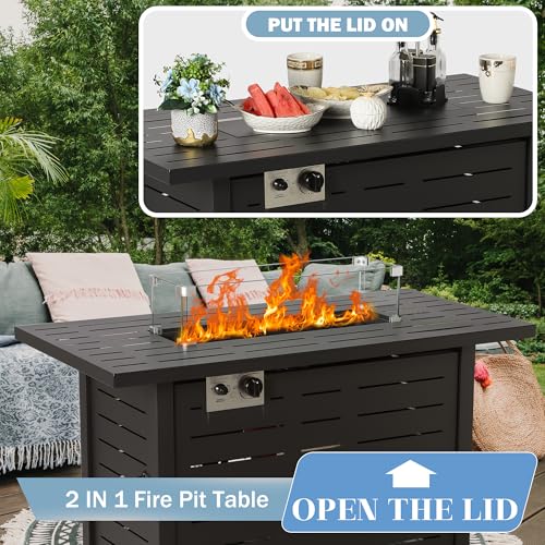 KIGOTY Patio Furniture Set 7 Pieces Outdoor Sectional Sofa with Cushions and Glass Coffee Table B60021
