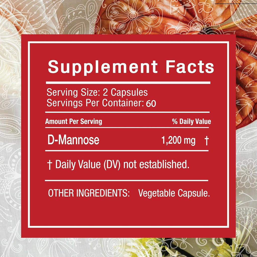 New Vue D-Mannose 1,200 mg Urinary Tract Health Supplement, 120 Veggie Capsules G87303