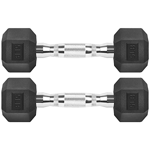 Hex Dumbbells Rubber Coated Cast Iron Hex Black Dumbbell Free Weights for Exercises