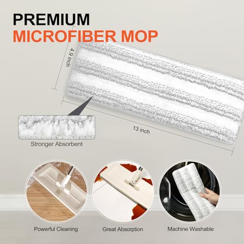 Mop and Bucket with Wringer Set, Flat Mop with 3 Microfiber Pads D53471