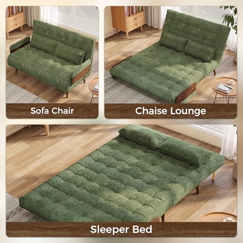 Convertible Chair Bed Sleeper for Adults with Wooden Arms, Linen G638