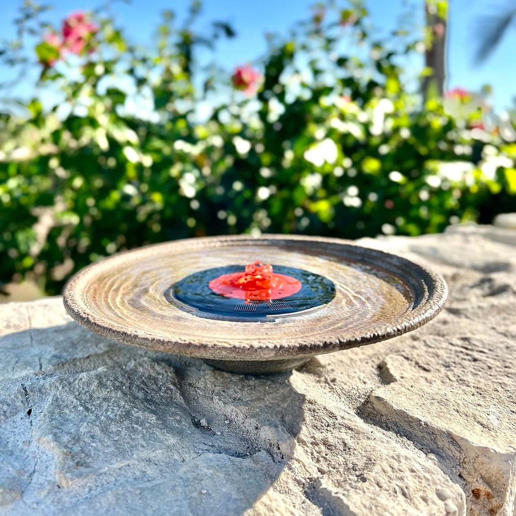 Solar Bubbler Fountain for Hummingbirds, Red Dome for Garden V18690