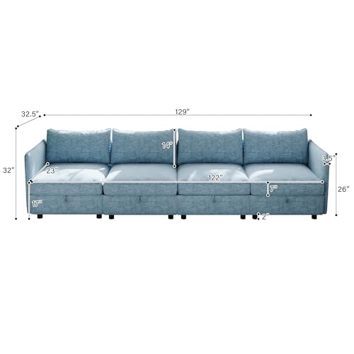 Oversized Modular Sectional Sofa with Movable Ottomans, U-Shaped Chenille J2923