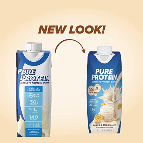Pure Protein Strawberry Protein Shake, 30g Protein, 11oz, 12 Pack Y869