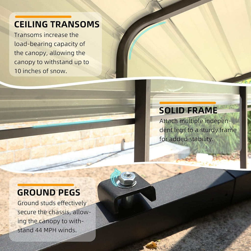 MELLCOM 12 x 20 ft Carport with Galvanized Steel Roof W82817