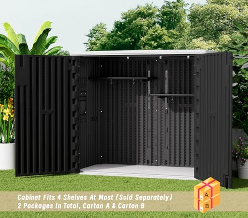 KINYING Outdoor Vertical Storage Shed 57 Cu.ft Waterproof Lockable Brown C842304