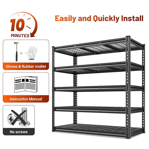 REIBII 48" W Garage Shelving 3000LBS Heavy Duty Metal Storage Shelves J429