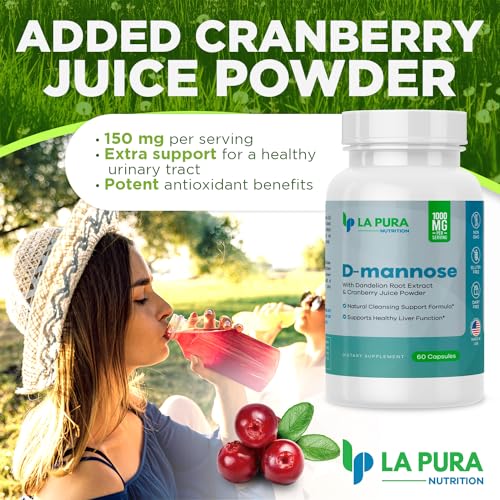 LaPura D-mannose 1000 mg with Cranberry & Hibiscus, 60 Capsules B61309