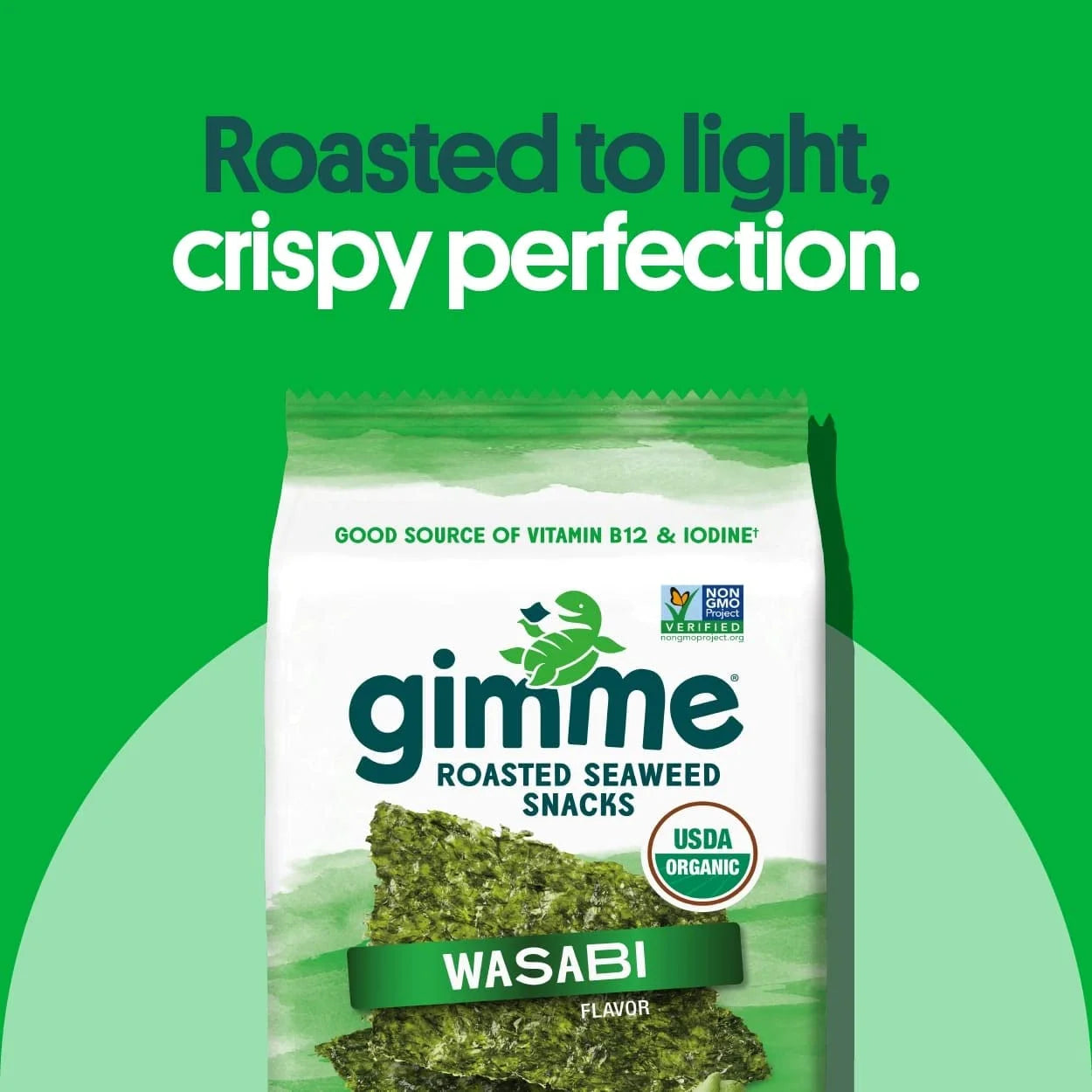 gimMe Wasabi Organic Roasted Seaweed Sheets, 12 Count O29793