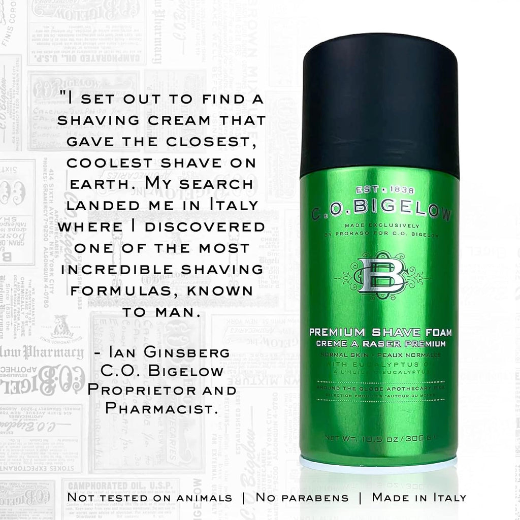C.O. Bigelow Premium Shave Foam with Eucalyptus Oil and Menthol, 10.5 oz S2578