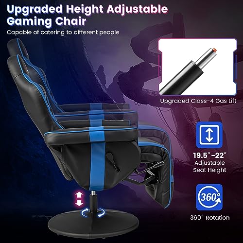 Goplus Massage Gaming Chair, Racing Recliner with Footrest, PU Leather N121