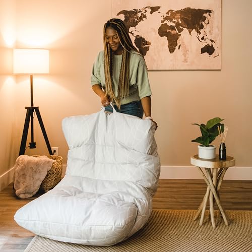 Big Joe Dorm Bean Bag Chair with Drink Holder, Black Smartmax, 3 ft Q1693