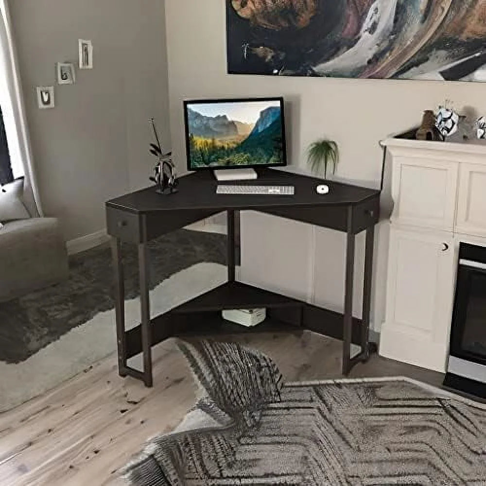 YZboomLife Corner Desk 31.5 Inch Triangle Computer Desk with Drawer for Small Space E19837
