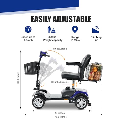 Folding Electric Mobility Scooter, 300W Motor, Silver A841