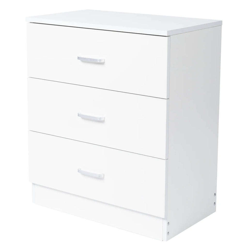 SYNGAR Modern 3-Drawer Wooden Dresser Cabinet, White R9601