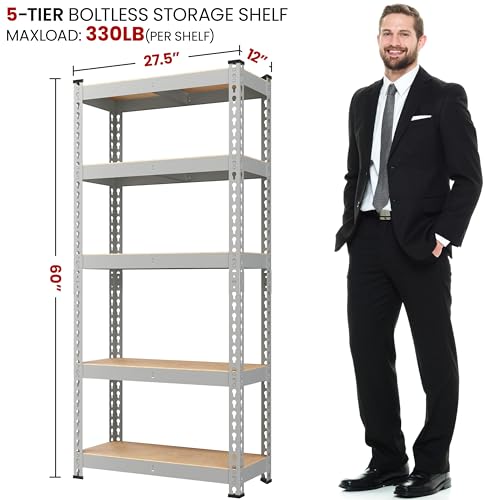 Yaheetech 5-Tier Heavy Duty Garage Shelving Unit, Adjustable Metal Storage Rack, Blue J339478