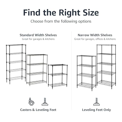 Amazon Basics 5-Shelf Adjustable Steel Wire Rack Storage Shelving, Chrome H984310