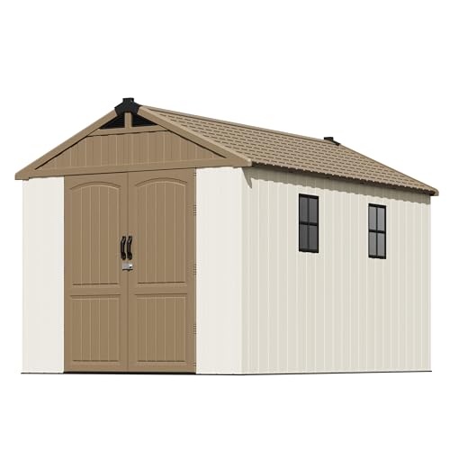 Patiowell 8 x 12 FT Plastic Outdoor Storage Shed with Floor, Window and Lockable Door F41822