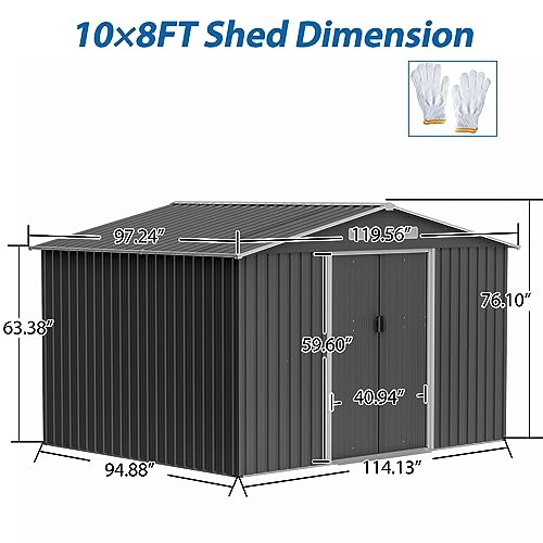 Outdoor Storage Shed 6x4 Ft, Heavy-Duty Resin Tool Shed with Lockable Doors Z7258
