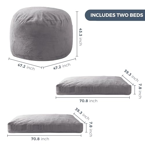 MAXYOYO Giant Bean Bag Chair Bed for Adults, Convertible Floor Sofa G466