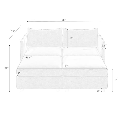 Oversized Modular Sectional Sofa with Movable Ottomans, U-Shaped Chenille J2923